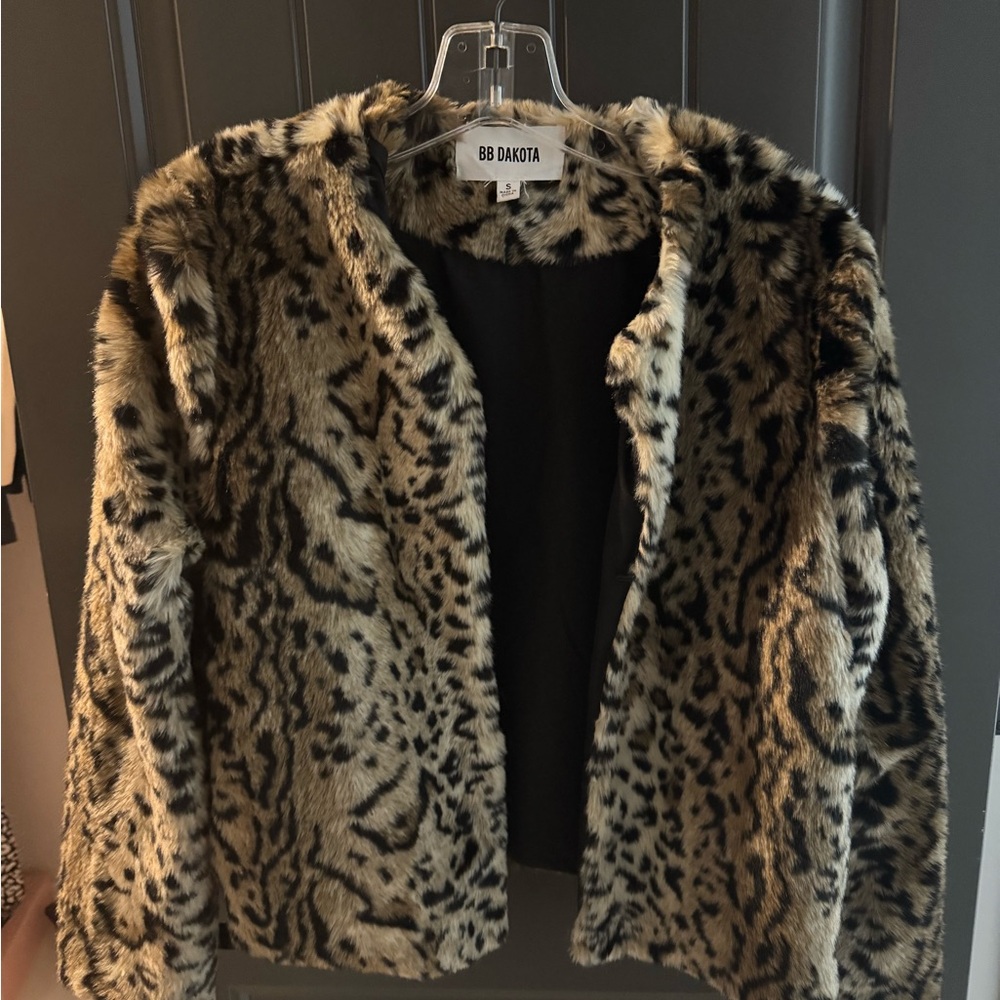 BB Dakota Women's Animal Print Faux Fur Jacket